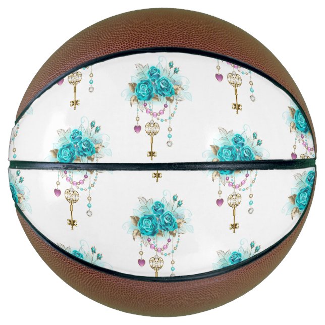 Ballon De Basket Roses turquoise avec touches (Devant)