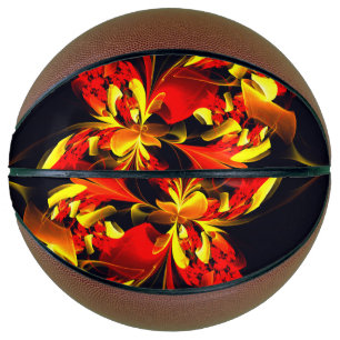 Ballon De Basket Rouge Jaune Floral Moderne Résumé Modèle Art #10