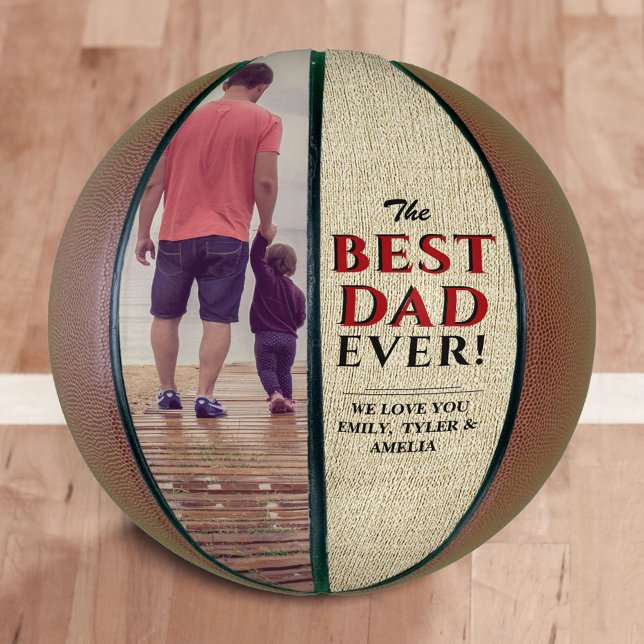 Ballon De Basket Rustique Meilleur papa Jamais Père`s Photo (Créateur téléchargé)