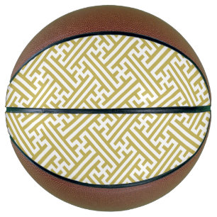 Ballon De Basket Sayagata motif, japonais, or et blanc