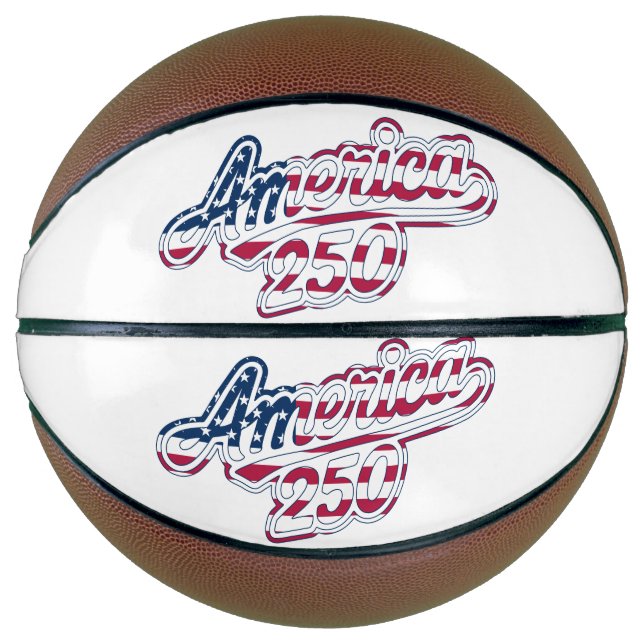 Ballon De Basket Script de drapeau America 250 Semiquincentenaire (Devant)