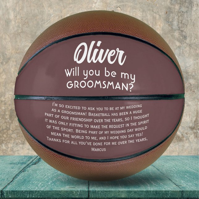Ballon De Basket Serez-vous mon Groomsman Nom personnalisé et texte (Créateur téléchargé)