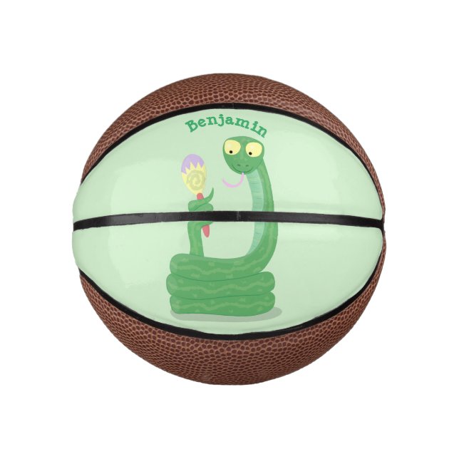Ballon De Basket Serpent vert amusant avec caricature maraca mini (Devant)