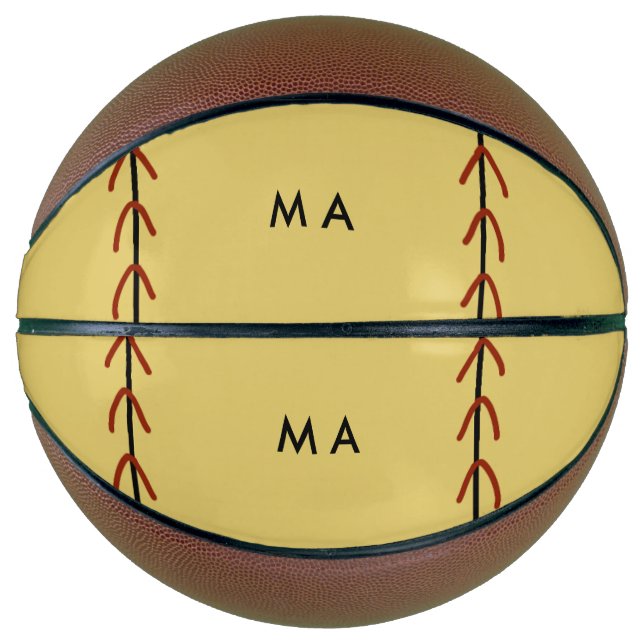 Ballon De Basket Simple monogramme ajouter votre nom lettre man min (Devant)