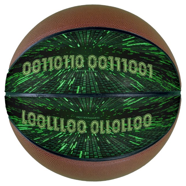 Ballon De Basket SlipperyJoe's 69 code binaire vert vibrant calcul (Devant)