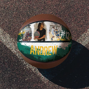 Ballon De Basket Sporty Custom Player Nom et numéro 3 Photo Collage
