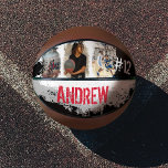 Ballon De Basket Sporty Custom Player Nom et numéro 3 Photo Collage<br><div class="desc">Un sac photo personnalisé unique pour votre joueur de basketball All-Star. Notre design est composé d'un design rustique à la canonnière avec des textures grunge blanches et noires et des cadres photo. Personnalisez avec trois de vos photos préférées avec le nom et le numéro de maillot du joueur. Conception par...</div>