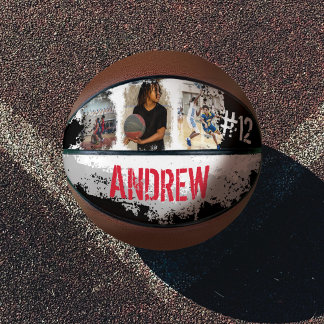 Ballon De Basket Sporty Custom Player Nom et numéro 3 Photo Collage