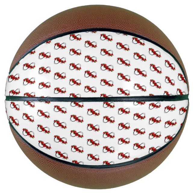 Ballon De Basket Symbole d'infini avec les roses rouges (Devant)