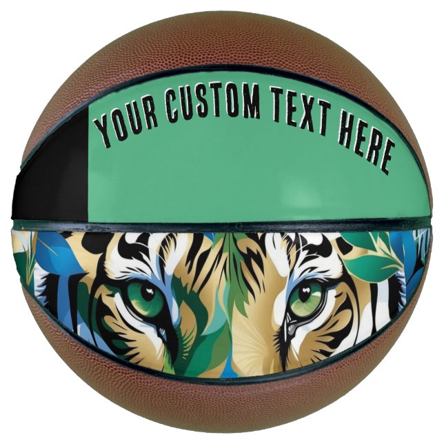 Ballon De Basket Tiger Green Eyes Cool moderne animal sauvage (Devant)