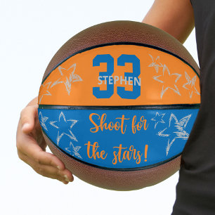 Ballon De Basket Tir pour les étoiles bleu orange gris personnalis