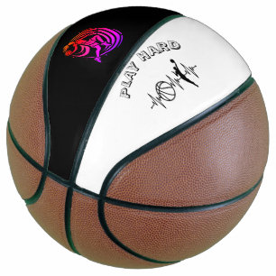 Ballon De Basket Titre : Logo de silhouette de basket-ball féminin