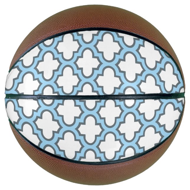 Ballon De Basket Trellis bleu blanc et bébé, treillis, Quatrefoil (Devant)