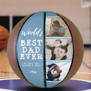 Ballon De Basket World Best Papa Blue 3 Photo Collage Garde-photo