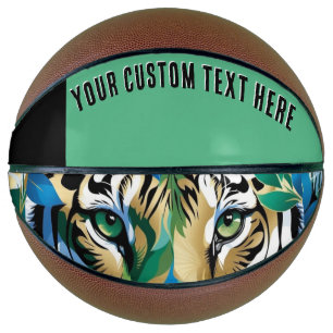 Ballon De Basket Yeux verts de tigre moderne animal sauvage cool