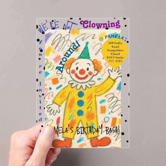 Ballon de Clown Adorable Invitation Acrylique (In situ (ordinateur de poche))