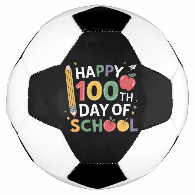 Ballon De Foot 100e Jour d'école enseignants heureux 100 jours (Devant)