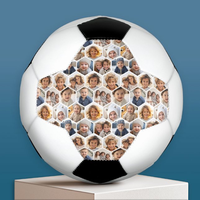 Ballon De Foot 12 Photo Collage - Hexagon honeycomb motif (Custom Soccer Ball)