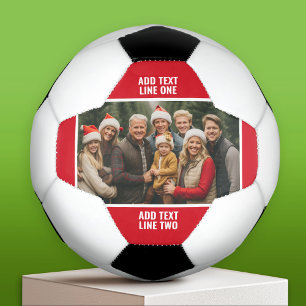 Ballon De Foot 1 famille de collages photo - Rouge uni avec texte
