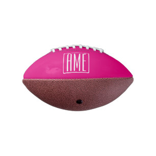 Ballon De Foot 3 Initiales Monogramme Blanc sur rose chaud