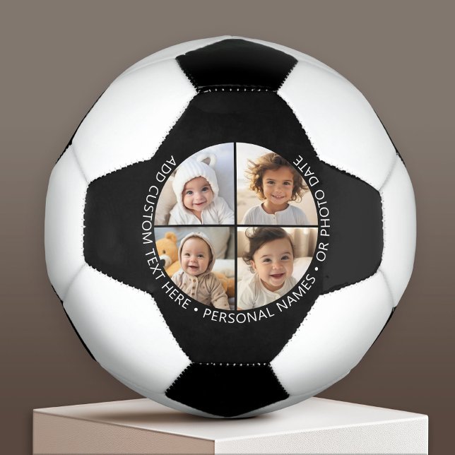 Ballon De Foot 4 Collage photo avec courbure Texte personnalisé a (Custom Soccer Ball)