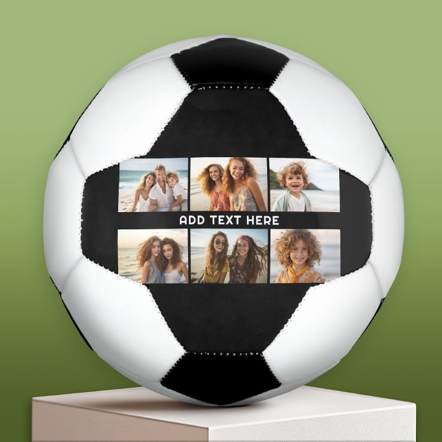 Ballon De Foot 6 Collage photo 1 ligne de texte — CAN Edit Black (Custom Soccer Ball)