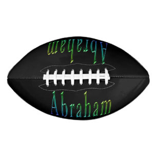 Ballon De Foot Abraham Nom En Bleu Vert Et Jaune,
