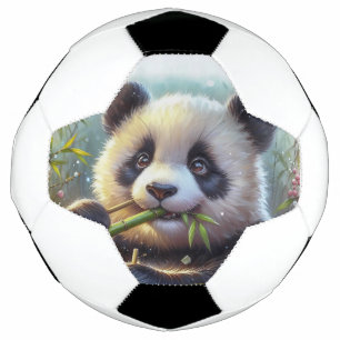 Ballon De Foot Adorable Ours De Panda Mangeant Bambou