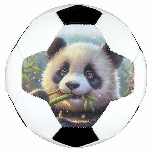 Ballon De Foot Adorable Ours De Panda Mangeant Bambou (Devant)