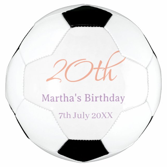 Ballon De Foot anniversaire 20 ans vert violet nom simple mode te (Devant)