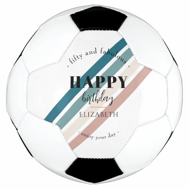 Ballon De Foot Anniversaire Design minimaliste aux couleurs paste (Devant)