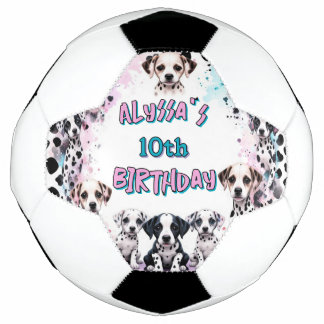 Ballon De Foot Aquarelle de chiot dalmate fille d'anniversaire