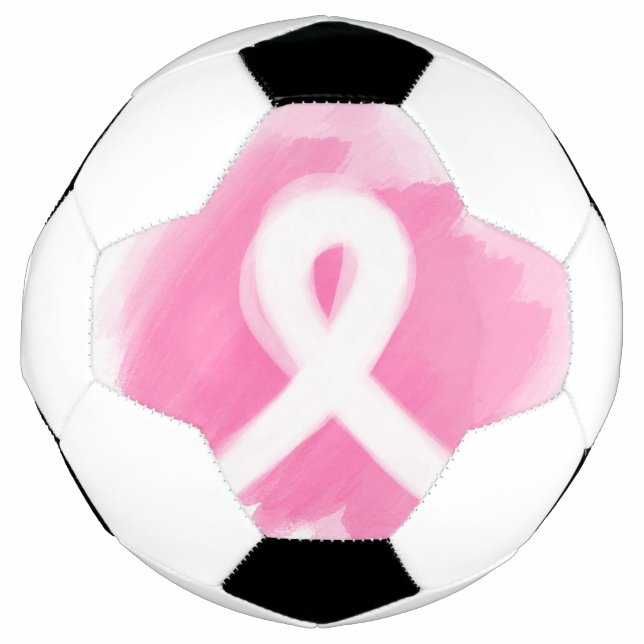 Ballon De Foot Aquarelle du ruban de sensibilisation au cancer du (Devant)