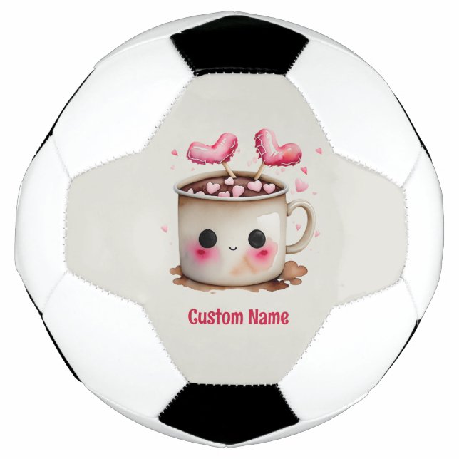 Ballon De Foot Aquarelle rose et crème mignonne Mug de cacao chau (Devant)