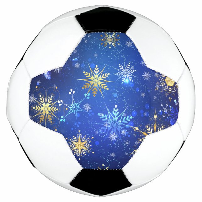 Ballon De Foot Arrière - plan Bleu XMAS avec des flocons de neige (Devant)