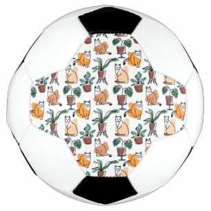 Ballon De Foot Art de trait dessin chats et fleurs