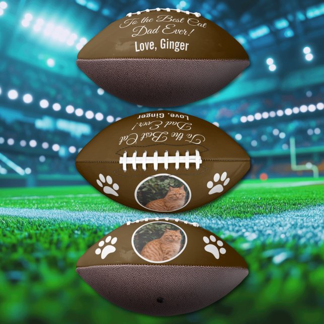 Ballon De Foot Au meilleur chat papa jamais photo personnalisée (Créateur téléchargé)