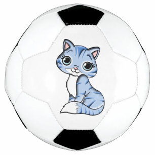 Ballon De Foot Bande dessinée mignonne de chat bleu