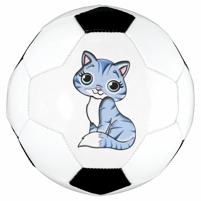 Ballon De Foot Bande dessinée mignonne de chat bleu (Devant)