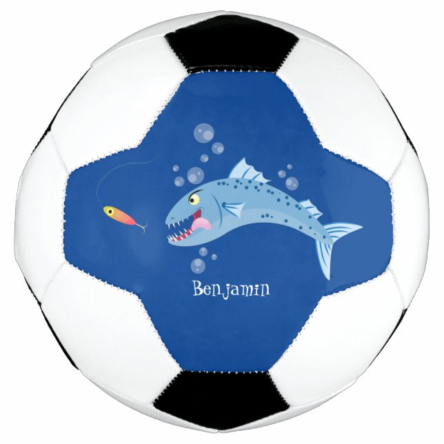 Ballon De Foot Barracuda poisson affamé de la pêche dessin animé (Devant)
