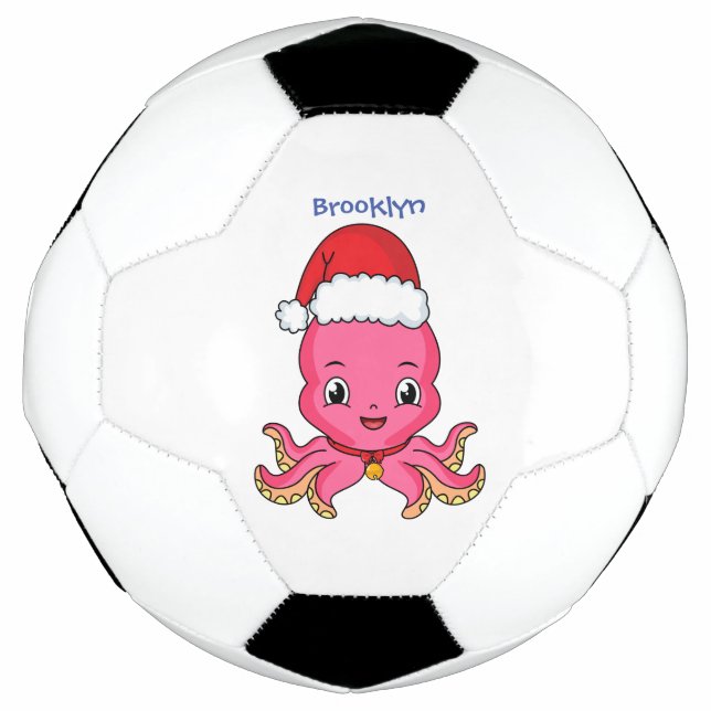 Ballon De Foot Belle pieuvre joyeuse en casquette de Noël (Devant)