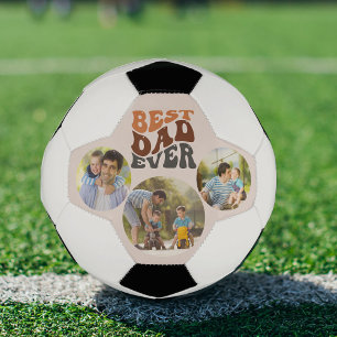 Ballon De Foot Best Dad Ever 3 Round Photo et la typographie rétr