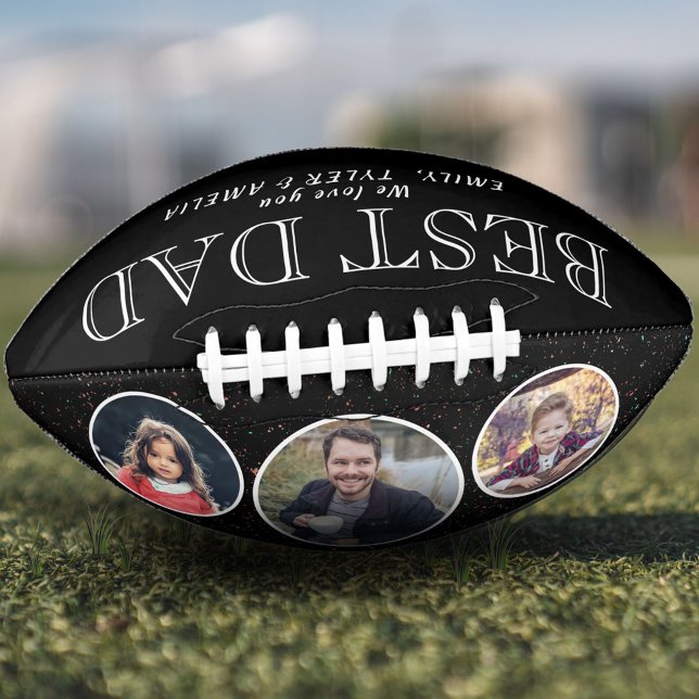 Ballon De Foot Black Best Dad Father`s Day 3 Photo Collage  (Créateur téléchargé)