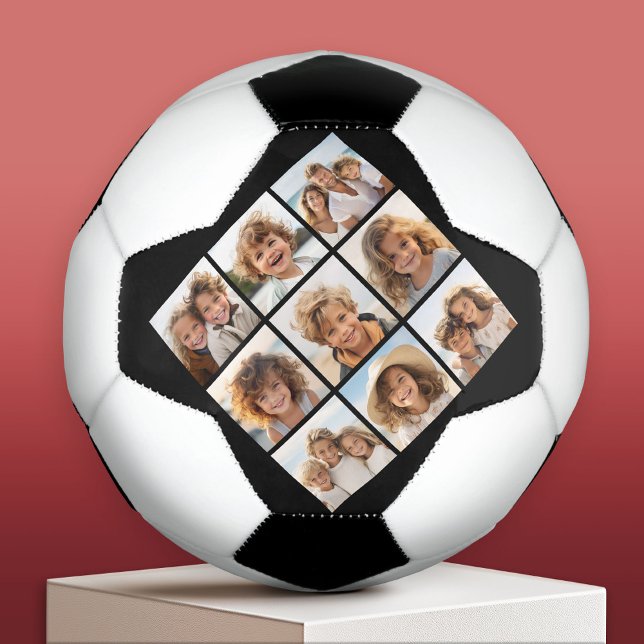 Ballon De Foot Black Instagram Photo Collage avec 9 photos carrés (Custom Soccer Ball)
