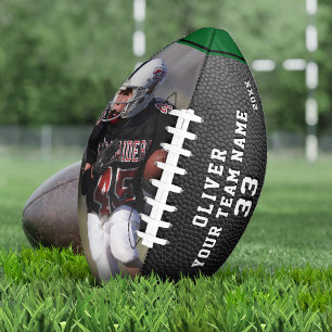 Ballon De Foot Black Leather Imprimer Joueur vert Numéro d'équipe