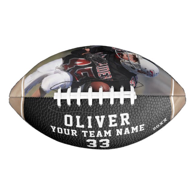 Ballon De Foot Black Leather Print Beige Player Numéro d'équipe P (Devant)