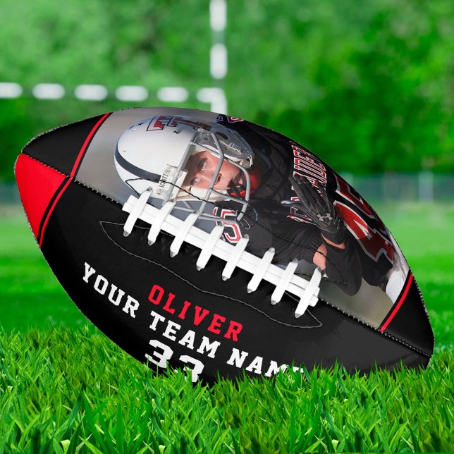 Ballon De Foot Black Red Name Numéro d'équipe Photo (Créateur téléchargé)