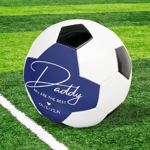 Ballon De Foot Bleu Et Blanc Papa Tu Es Le Meilleur Typographie