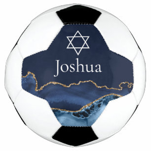 Ballon De Foot Bleu marine or étoile juive de David personnalisée