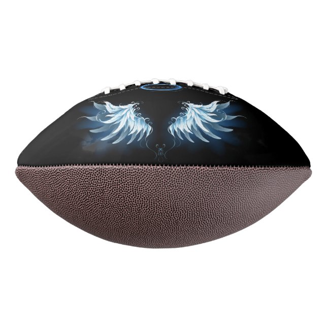 Ballon De Foot Blue Glowing Angel Wings on black background (Tourné à 270°)